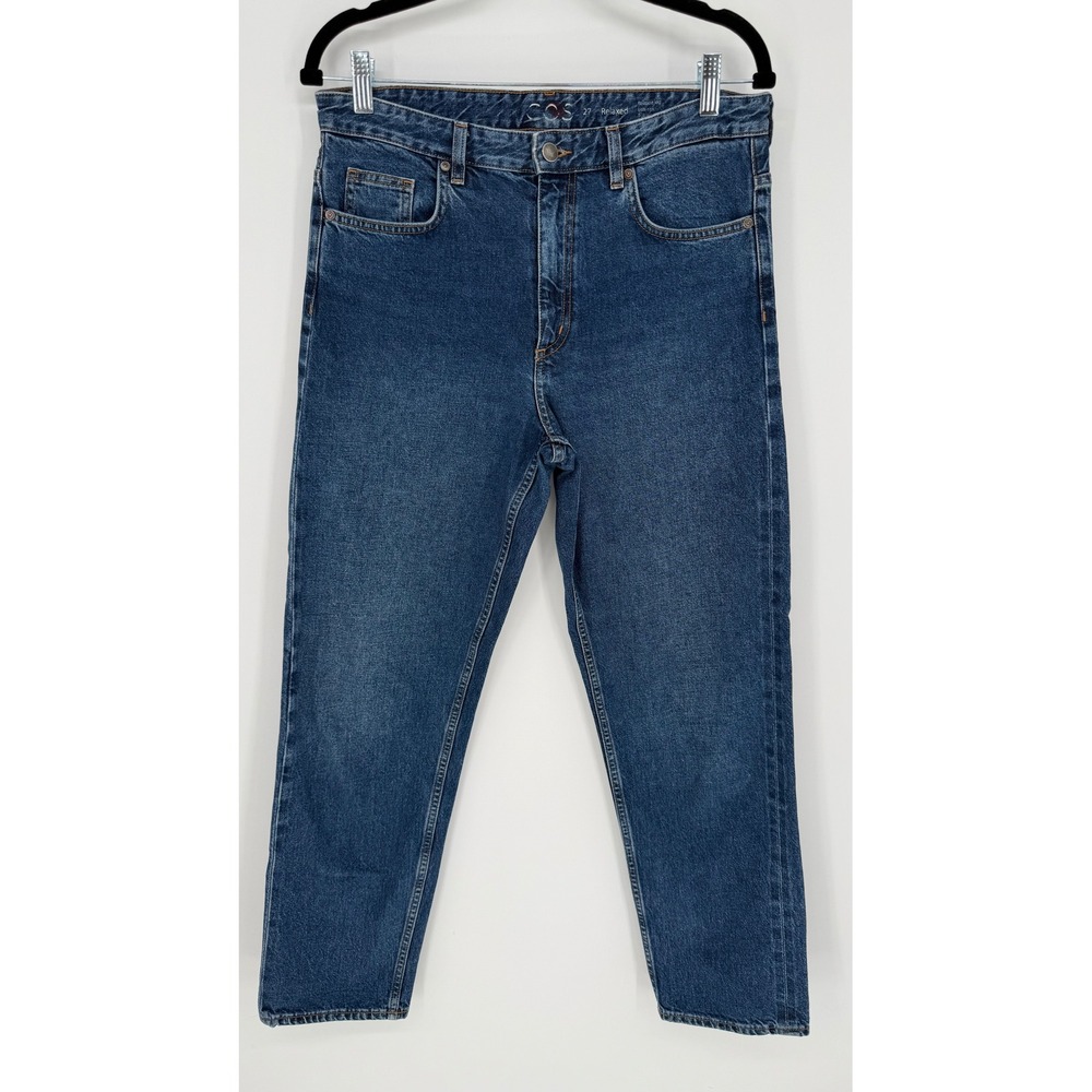 COS DARK WASH RELAXED FIT FULL LENGTH STRAIGHT LEG JEANS SIZE 27